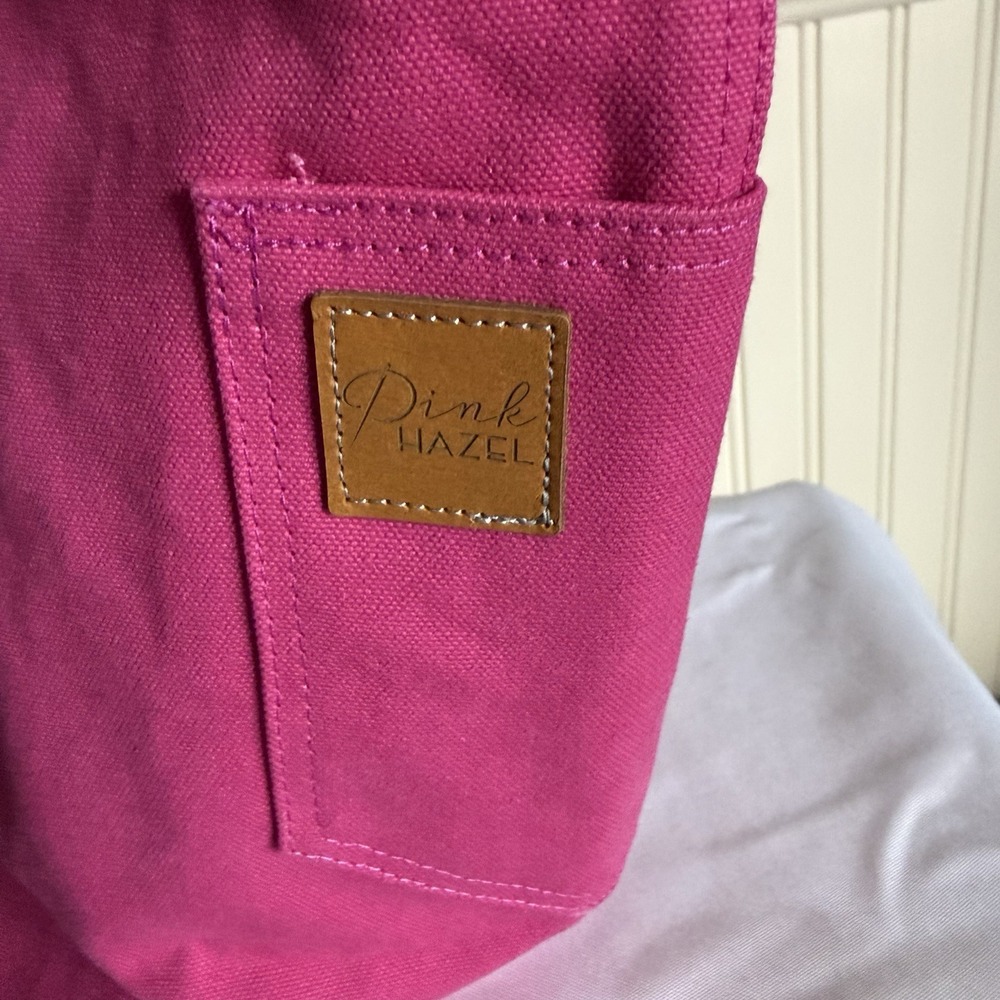 Pink Hazel Heart Pink Tote Bag Hot Pink Red All You Knit Is Love Canvas Cotton - Picture 6 of 15